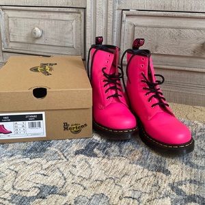 DR MARTENS 1460 clash pink fuchsia lace up combat boots shoes women’s 7 like new